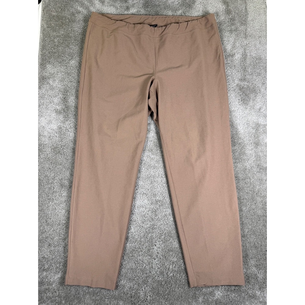 Eileen Fisher Womens 1X Tan Brown Stretch Viscose Tapered Leg Pull On Pants